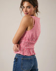 Cheryl Sleeveless Smocked Gingham Top