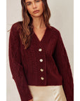 Fuzzy Cable Knit Cardigan