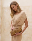 Sadie Rattan Wide Weave Clutch