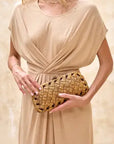 Sadie Rattan Wide Weave Clutch
