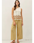 Celia Crinkled Wide Leg Cropped Pants