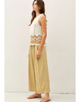 Celia Crinkled Wide Leg Cropped Pants