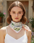 Lulu Floral Pattern Square Satin Scarf