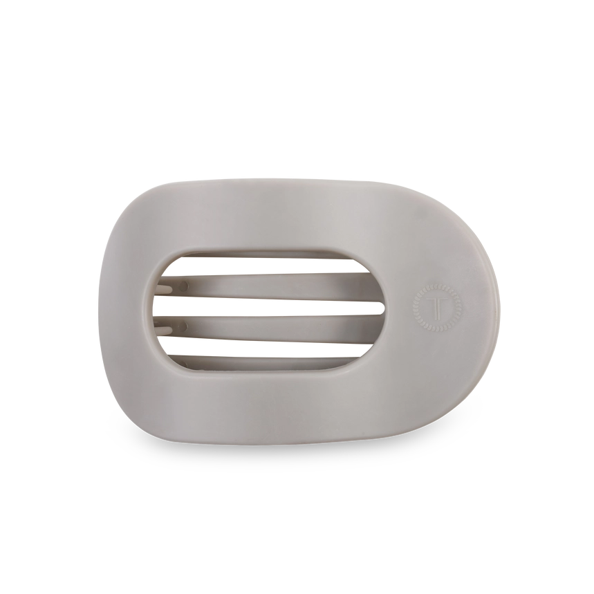 Medium Round Flat Hair Clip Silver Flames