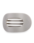 Medium Round Flat Hair Clip Silver Flames