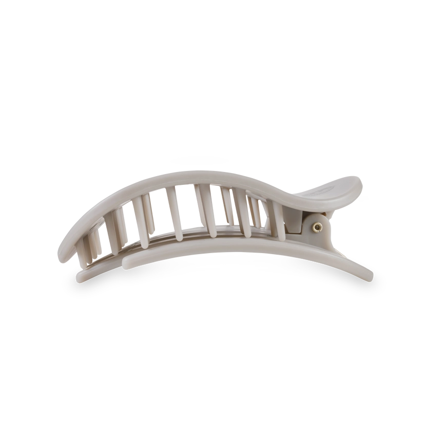 Medium Round Flat Hair Clip Silver Flames