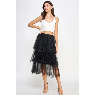 Studded Rhinestone Tiered Tulle Skirt - Final Sale Item