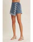 Estelle Embroidered Denim Skort