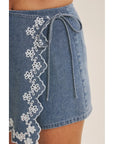 Estelle Embroidered Denim Skort