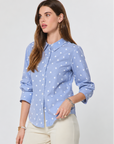 Star Print 3/4 Sleeve Button-Down Shirt