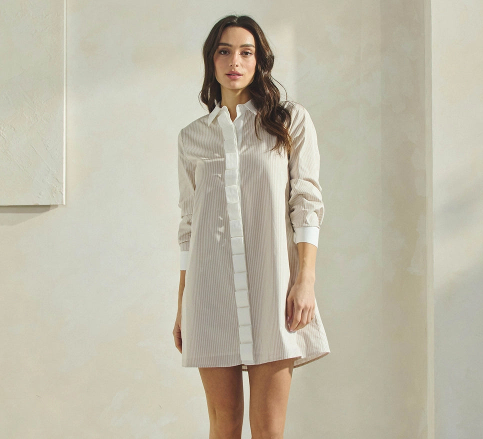 Pinstripe Pleated Mini Dress – FR & Company