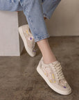 The Tammi | Light Grey Floral Applique Sneaker