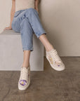The Tammi | Light Grey Floral Applique Sneaker