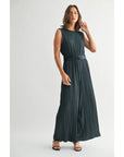 Texture Satin Tie Jumpsuit