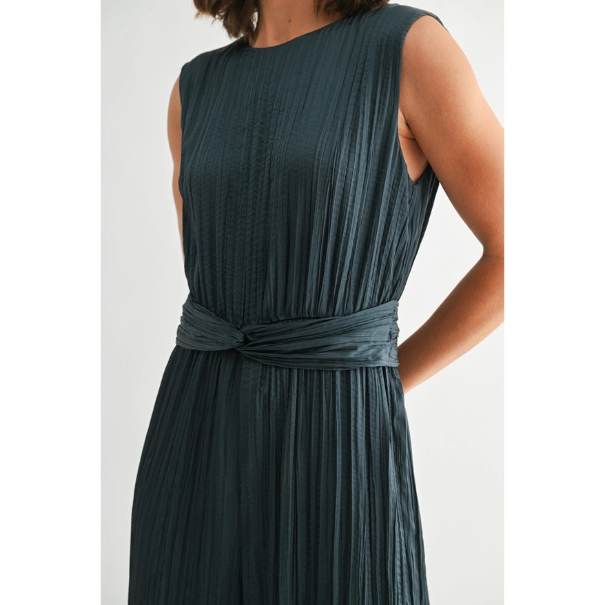 Texture Satin Tie Jumpsuit