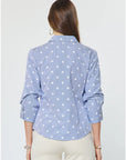 Star Print 3/4 Sleeve Button-Down Shirt