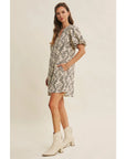 Marjorie A-Line Dress with Bubble Sleeves
