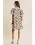 Marjorie A-Line Dress with Bubble Sleeves