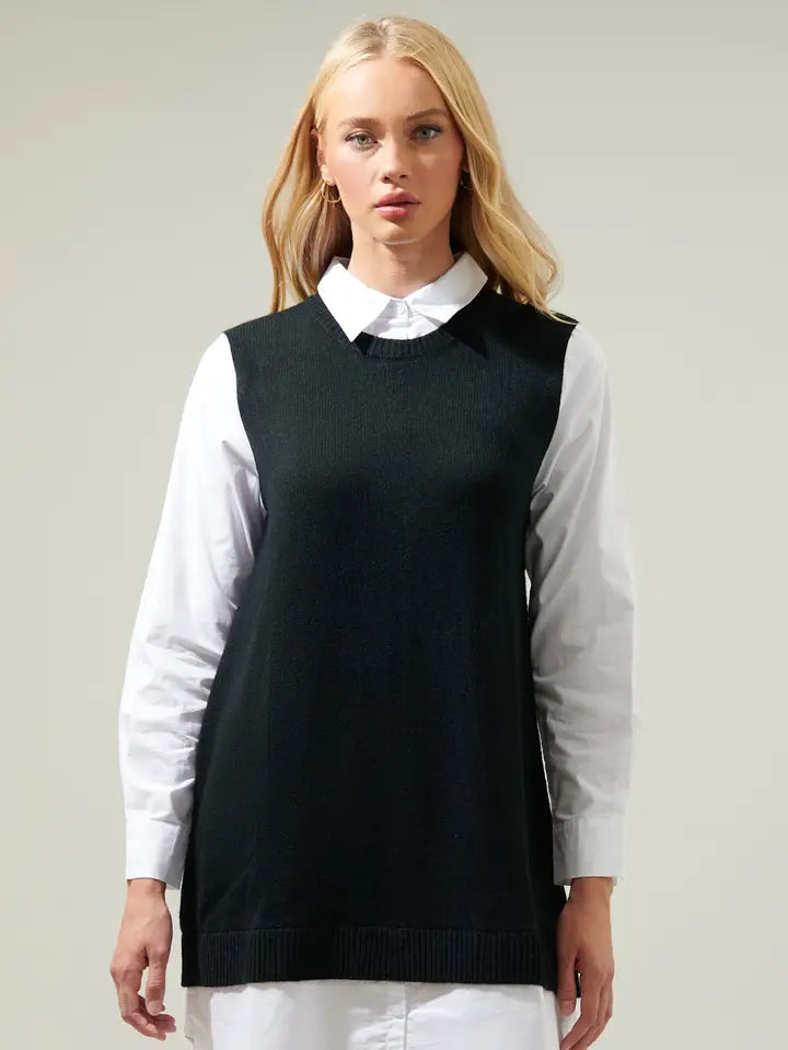 AMERI COLLAR KNIT VEST WITHDRESS COLLARK NITVEST WITH DRESS Ameri  
