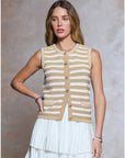 Sabrina Striped Button-Up Sweater Vest