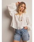 Tessa Textured Peasant Blouse