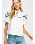 Anna Embroidered Puff Sleeve Top