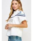 Anna Embroidered Puff Sleeve Top