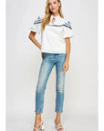 Anna Embroidered Puff Sleeve Top