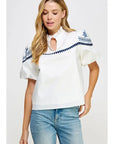 Anna Embroidered Puff Sleeve Top