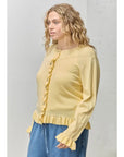 Noelle Ruffle Trim Cardigan - Plus Size