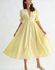 Elena Eyelet Puff Sleeve Midi Dress