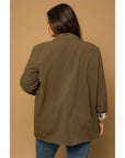 Button Front Tie Dye Lined Cuffed Sleeve Blazer - Plus Size - Final Sale Item
