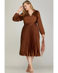 Dakota Pleated Midi Dress - Plus Size