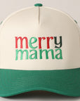 Merry Mama Text Embroidery Canvas Baseball Cap