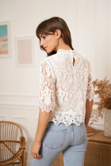 Elaine Short Sleeve Lace Blouse