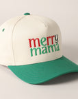 Merry Mama Text Embroidery Canvas Baseball Cap