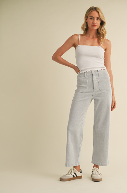 Patch Pocket Wide Leg Denim