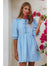 Beatrice Puff Sleeve Linen Mini Dress - Crystal Blue