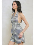 Sadie Stripe Halter Neck Top
