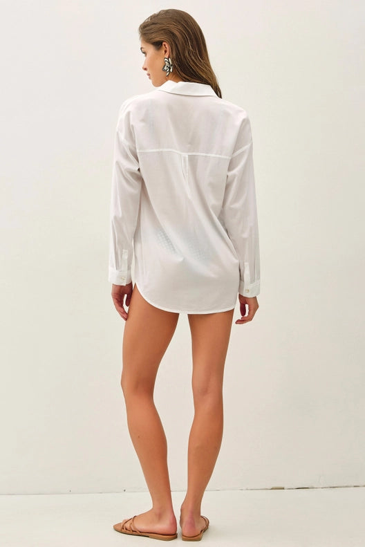 Camille Cotton Blend Lightweight Oversized Classic Shirt