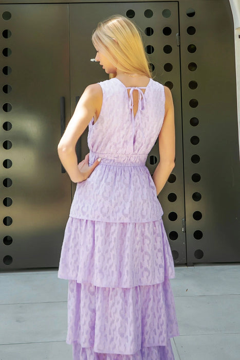 Violet Textured Jacquard Tiered Maxi Dress