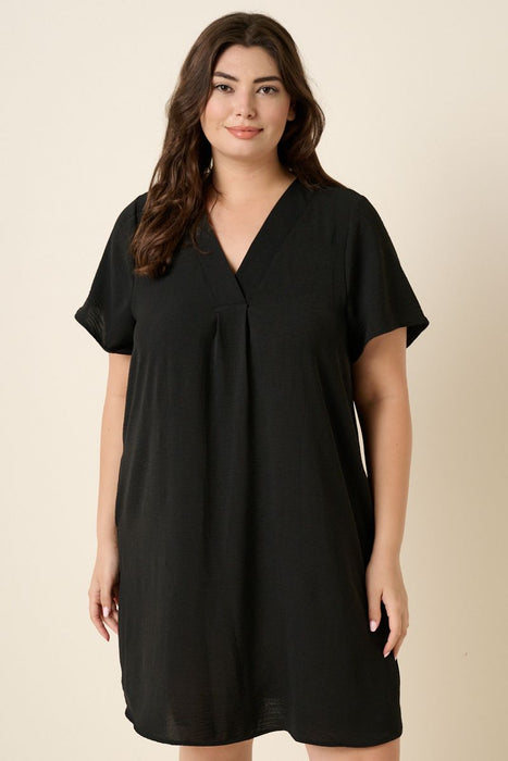Brenda V-Neck Mini Dress - Plus Size