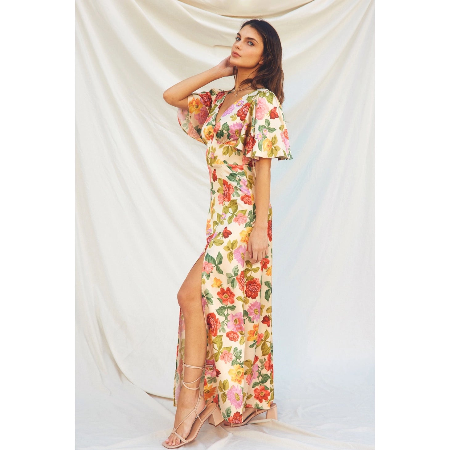 Giselle Midi Dress with Flutter Sleeves
