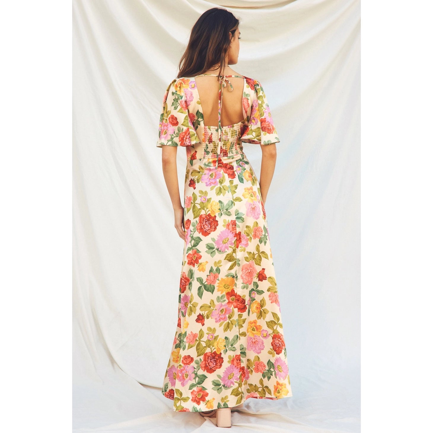 Giselle Midi Dress with Flutter Sleeves