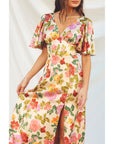 Giselle Midi Dress with Flutter Sleeves