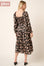 Flower Print Smocked Detail Satin Midi Dress - Plus Size