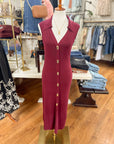 Fitted Midi Dress with Gold Detail Button