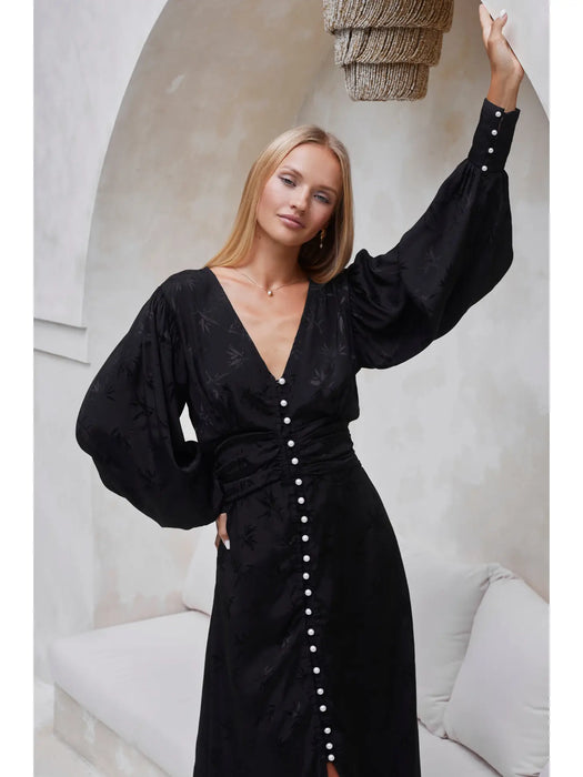 Odette  Button Down Long Sleeve Midi Dress - Final Sale Item