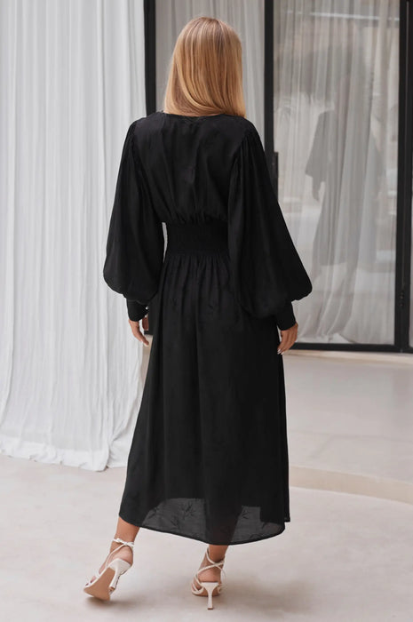 Odette  Button Down Long Sleeve Midi Dress