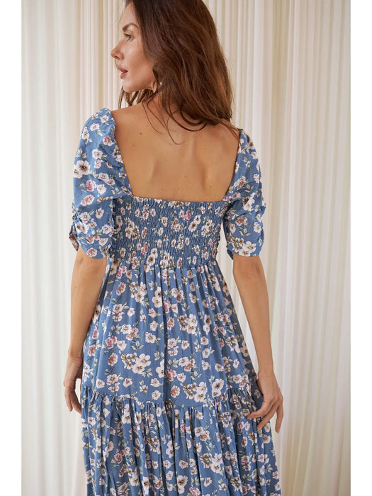 Lilit Floral Puff Sleeve Midi Dress
